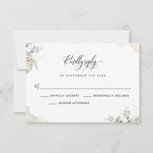 Carte RSVP Feuille Eucalyptus Elégant