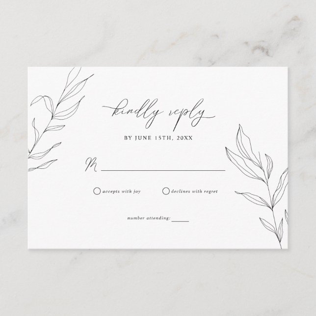 Carte RSVP feuille feuille de feuillet d'art de li (Devant)