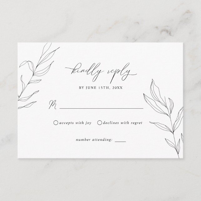 Carte RSVP feuille feuille de feuillet d'art de li (Devant)