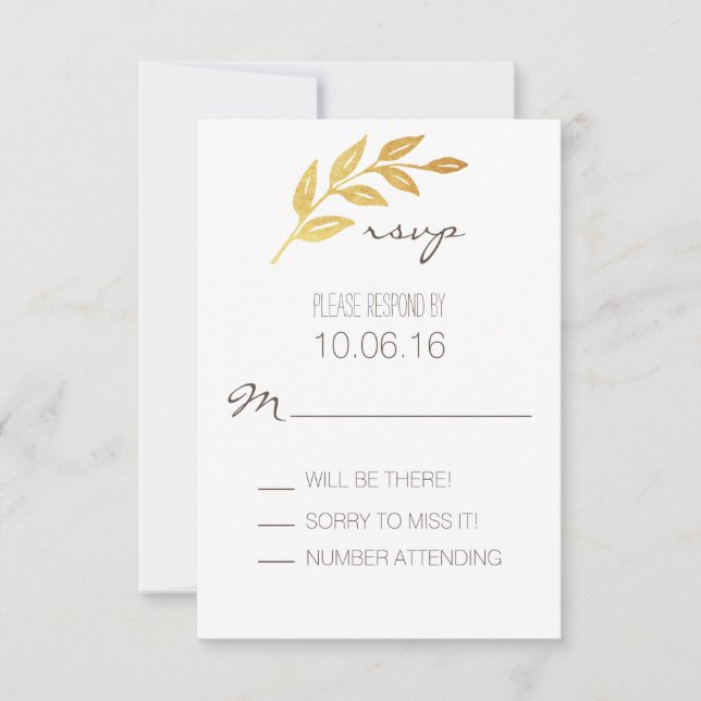 Carte RSVP feuille or Laurel (Devant)