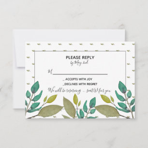Carte RSVP Feuille verte