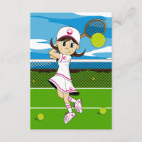 Carte RSVP fille Tennis mignonne