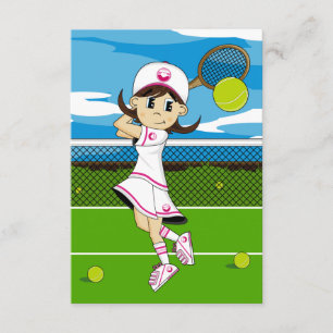 Carte RSVP fille Tennis mignonne