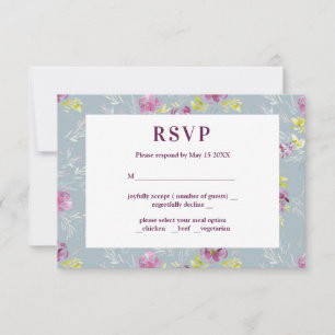 Carte RSVP fleur aquarelle violette moderne Sage 