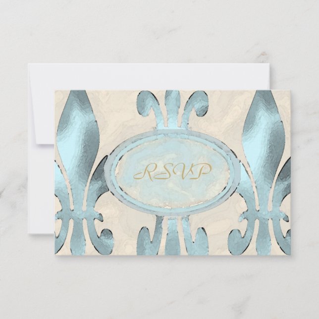 Carte RSVP Fleur de Lis de style vintage (Devant)