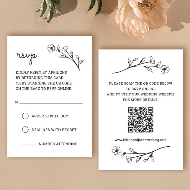 Carte RSVP fleur sauvage avec code QR (Wildflower RSVP Card with QR Code)