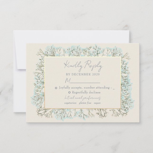 Carte RSVP fleur sauvage Dusty Blue Wedding (Devant)