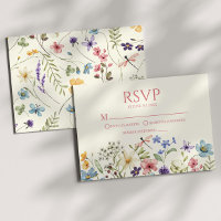 Carte RSVP fleur sauvage Fleur Fleur Fleur Fleur F
