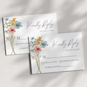 Carte RSVP fleur sauvage Fleur Fleur Fleur Fleur F