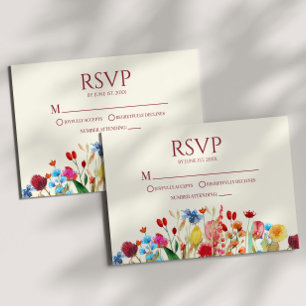 Carte RSVP fleur sauvage Fleur Fleur Fleur Fleur F