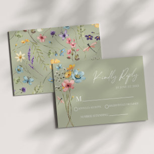 Carte RSVP fleur sauvage Fleur Fleur Fleur Fleur F