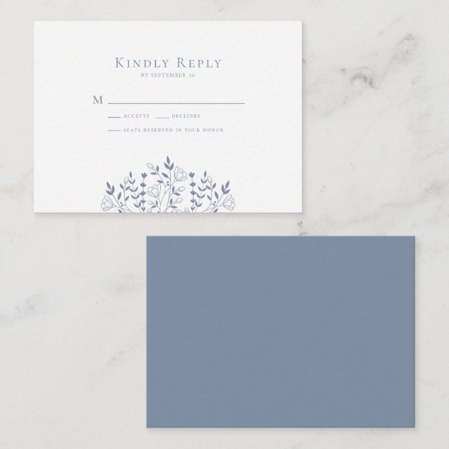Carte RSVP Fleur sauvage Floral Wedal BUDGET (Devant / Derrière)