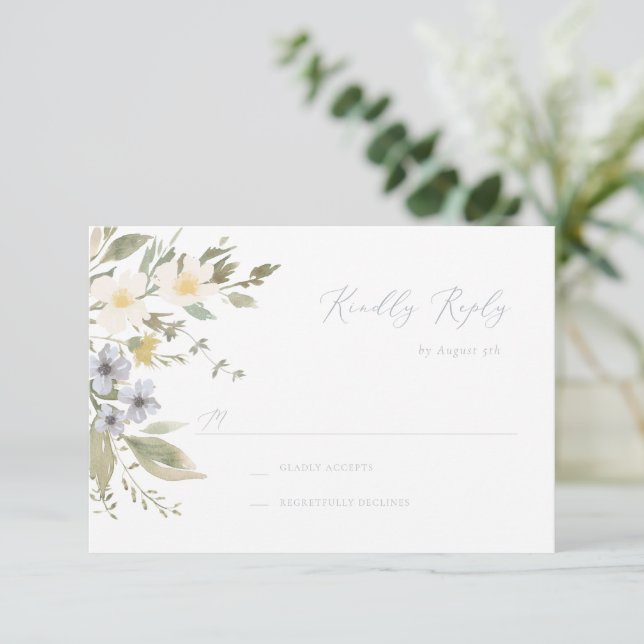 Carte RSVP fleur sauvage Romance (Debout devant)