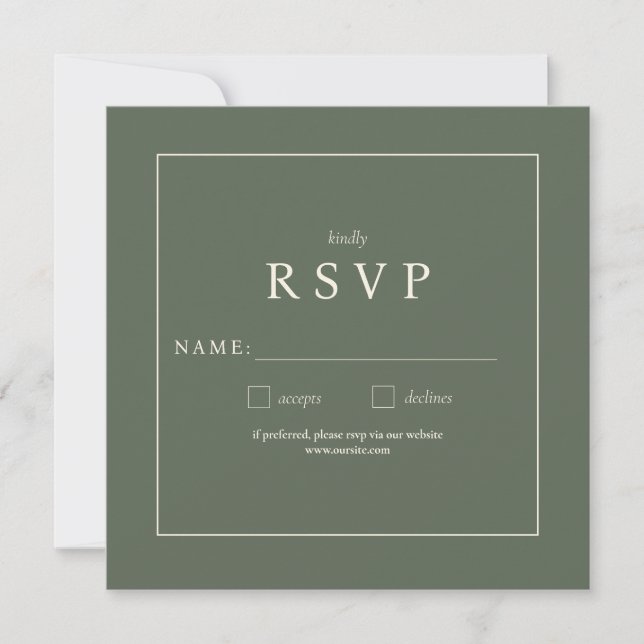 Carte RSVP Fleur sauvage Vert Sage (Devant)