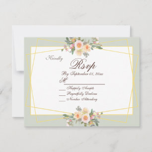 Carte RSVP Fleur verte Sage Botanique Romantique