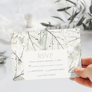 Carte RSVP fleurie bio Dusty Sage Kaki