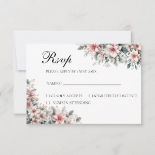 Carte RSVP fleurie rose Poinsettia