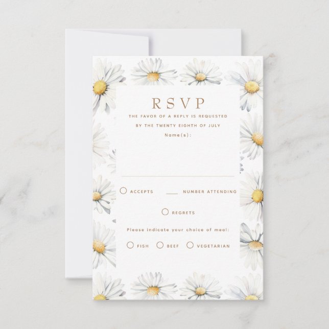 Carte RSVP Fleurs de marguerite blanche pour Maria (Devant)