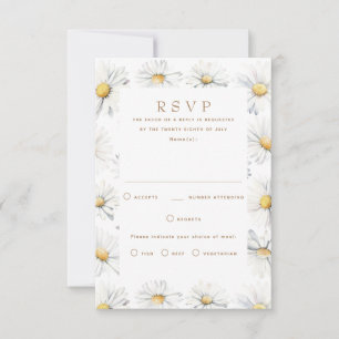 Carte RSVP Fleurs de marguerite blanche pour Maria