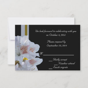 carte RSVP fleurs de rhododendron blanc