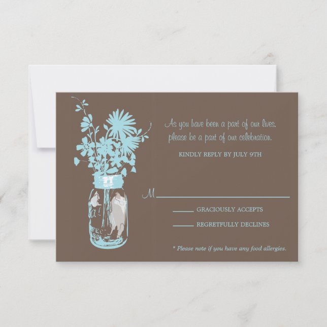 Carte RSVP Fleurs sauvages et pot Mason (Devant)