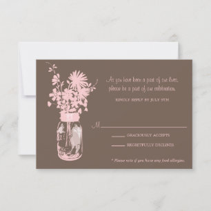 Carte RSVP  Fleurs sauvages et pot Mason