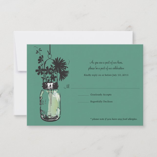 Carte RSVP Fleurs sauvages & Mason Jar (Devant)