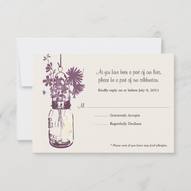 Carte RSVP Fleurs sauvages & Mason Jar (Devant)