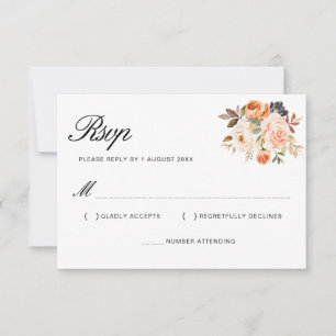 carte RSVP floral aquarelle automne doré
