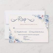 Carte RSVP Floral Bleu