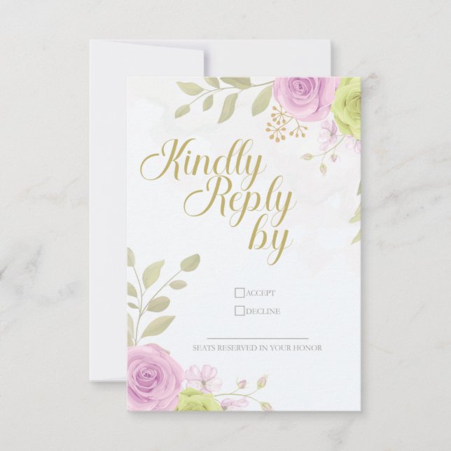 Carte RSVP Floral Faire-part de mariage (Devant)
