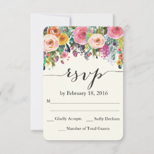 Carte RSVP Floral Garden Watercolor