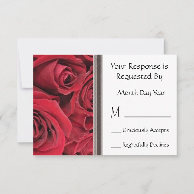 Carte RSVP Floral Rose rouge (Devant)