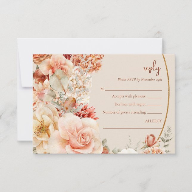Carte Rsvp florale à base de sauge en terre cuite  (Devant)