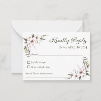Carte RSVP Florale Blanche, carte de réponse