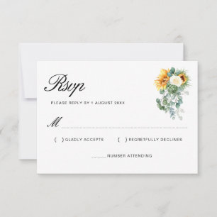 carte RSVP florale de tournesol d'aquarelle eucaly