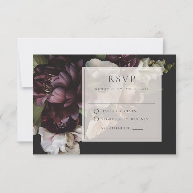 Carte RSVP florale foncée dédiée (Devant)