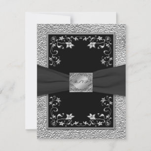 Carte RSVP florale noire et d'eau douce