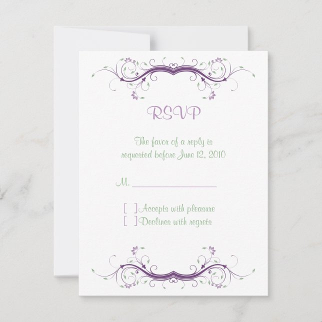 Carte RSVP florale personnalisable (Devant)