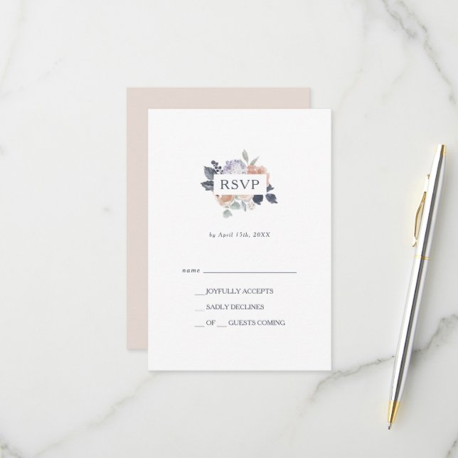 Carte RSVP florale simple et rustique (Devant/Arrière en situation)