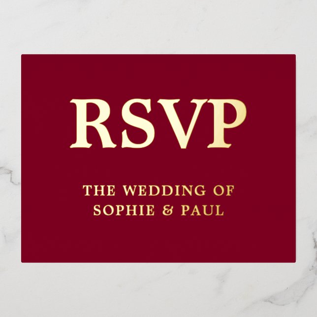 Carte RSVP Foil Classic Burgundy Song Choice (Recto)