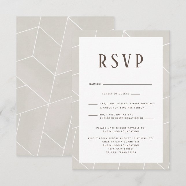 Carte RSVP Gala géométrique Creme (Devant / Derrière)