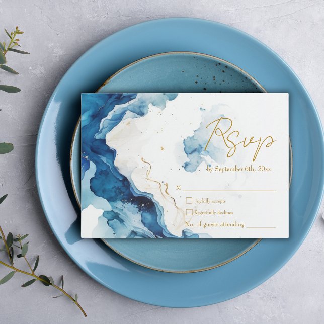 Carte RSVP Gala RSVP AZURE Marble Dreams (Créateur téléchargé)