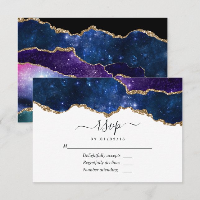 Carte RSVP Galaxy Agate (Devant / Derrière)
