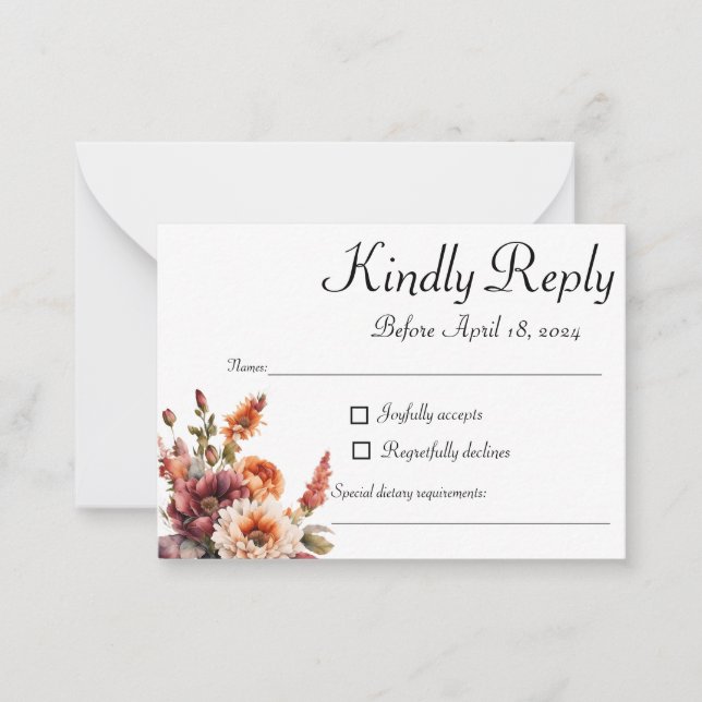 Carte RSVP Garden Florals, Carte de réponse (Devant)
