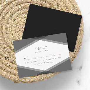 Carte RSVP géométrique et noire en couche grise