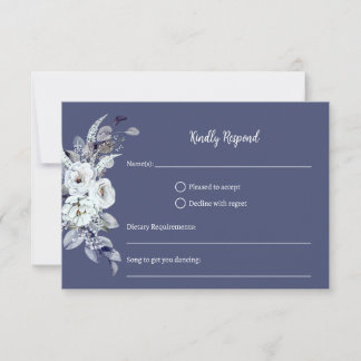 Carte RSVP géométrique Floral bleu