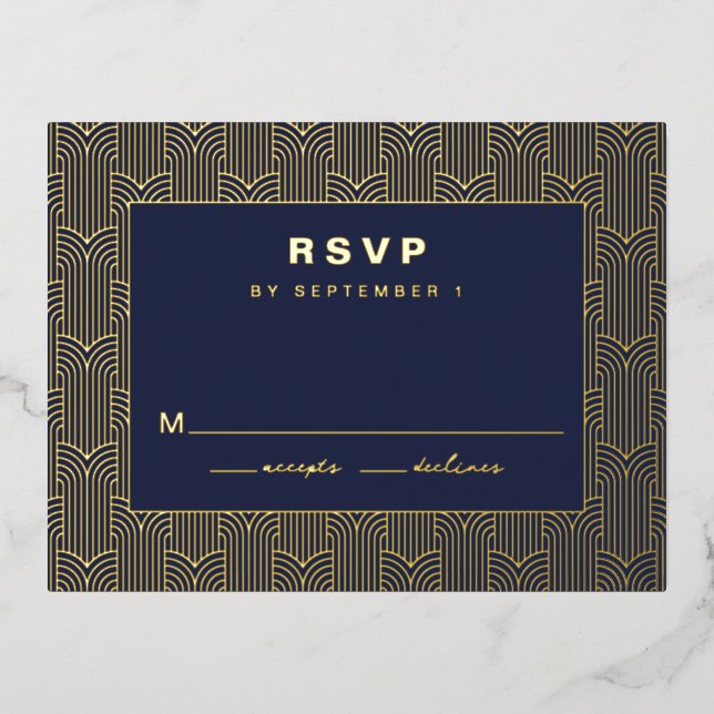 Carte RSVP géométrique Marine (Recto)