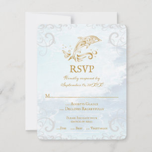 Carte RSVP Gold Dolphin Wedding