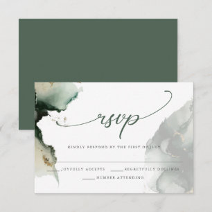Carte RSVP Gold et Sage Green Watercolor